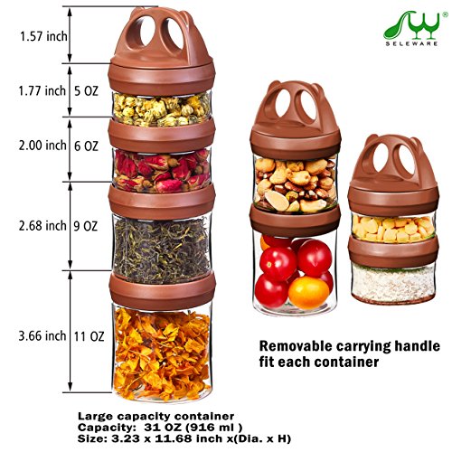 SELEWARE Portable Stackable Food Storage Containers for Snacks Formula Powder and Drinks Twist