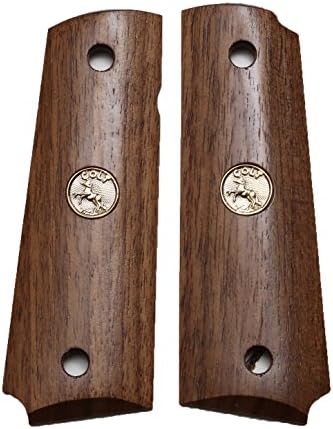 AJAX Grips - 1911 Walnut Wood Grips - With Or Without Colt Medallions (Walnut with Gold Colt medallion)