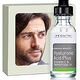 Men's Best Anti Aging Vitamin C Serum with Hyaluronic Acid & Tripeptide. Maximum Percentage Vitamin-C Topical Vit C Can Make Your Face Look Ten Years Younger! 100% Money Back Guarantee