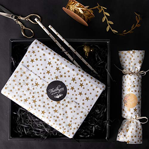 image for RUSPEPA White Tissue Paper - Gold Star Print Tissue Paper Bulk for Gif