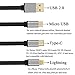 Multi Charger ThinkANT 2Pack 4FT 3 in 1 Multiple USB Charging Cable Cord Adapter with Gold-plated 8Pin Plug/Type C/Micro USB Port Connectors for Mobile Phones Tablets Universal Use (Charging Only)