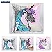 leegleri Unicorn Sequins Throw Pillow Case,Unicorn Gift for Girls, Reversible Pillow Covers for Christmas Couch Sofa Bed Room,Cushion Cover