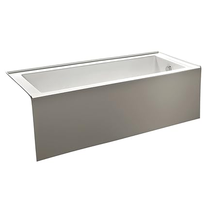 Kingston Brass Vtde603122r 60 Inch Contemporary Alcove Acrylic Bathtub With Right Hand Drain And Overflow Holes White