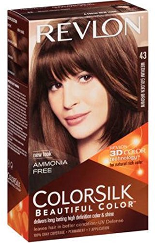 Revlon ColorSilk Hair Color [43] Medium Golden Brown 1 ea (Pack of 2)