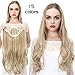 SARLA U Part Hair Extensions Clip in Wavy Long Full Head Synthetic Hairpiece 24 Inch for Women Light Honey Blonde