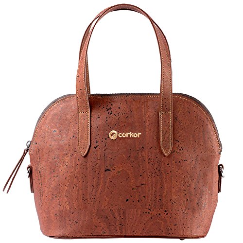 Corkor Top Handle Handbag Tote Small 9 to 5 Crossbody Cork Bag Satchel Natural Red Color
