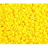 6650 Pieces 4mm 6/0 Czech Glass Seed Beads for Jewelry Making Supplies, Small Pony Bead Bulk for Craft and Sewing, Opaque Yellow