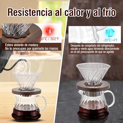 Filtro, 600ml Coador de Cafe, Cafeteira de Gotejamento, Cafés Adequados para 1 a 3 Pessoas, Coador, Vidro, Clever Dripper, Kit Cafeteira -02, Passador de Café Formato 02
