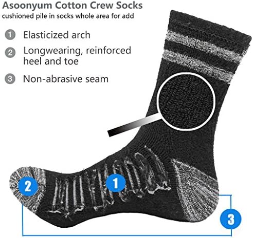 Men's 3 Pairs Long Cushion Outdoor Sports Hiking Trekking Crew Athletic Socks by ASOONYUM