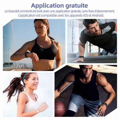 Moikmlih Fitness Tracker​, IP68 Bracelet Santé Connectée, Homme Femme | 160+ Sportifs, Rapport Santé l'IA, Surveillance 24h-Tension Artérielle/Fréquence Cardiaque/SpO2/Stress/Sommeil, APP Gratuite