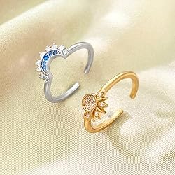 Gtrlums Celestial Sun and Moon Ring Set for
