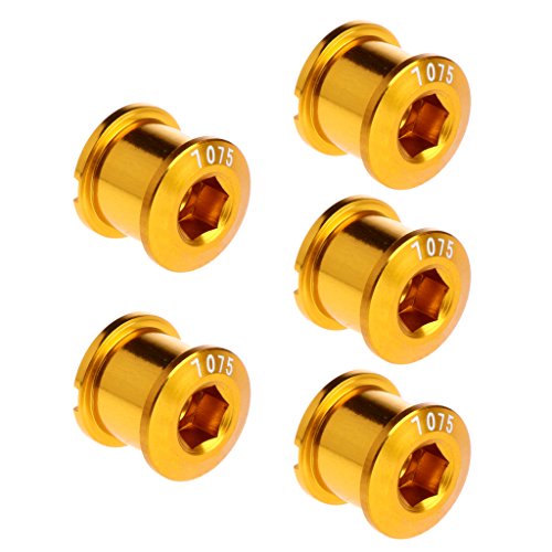 Aixia 5Pcs MTB Bicycle Chainwheel Screws Cycling Chainring Wheel Bolt Bike Disc Screws (Gold)