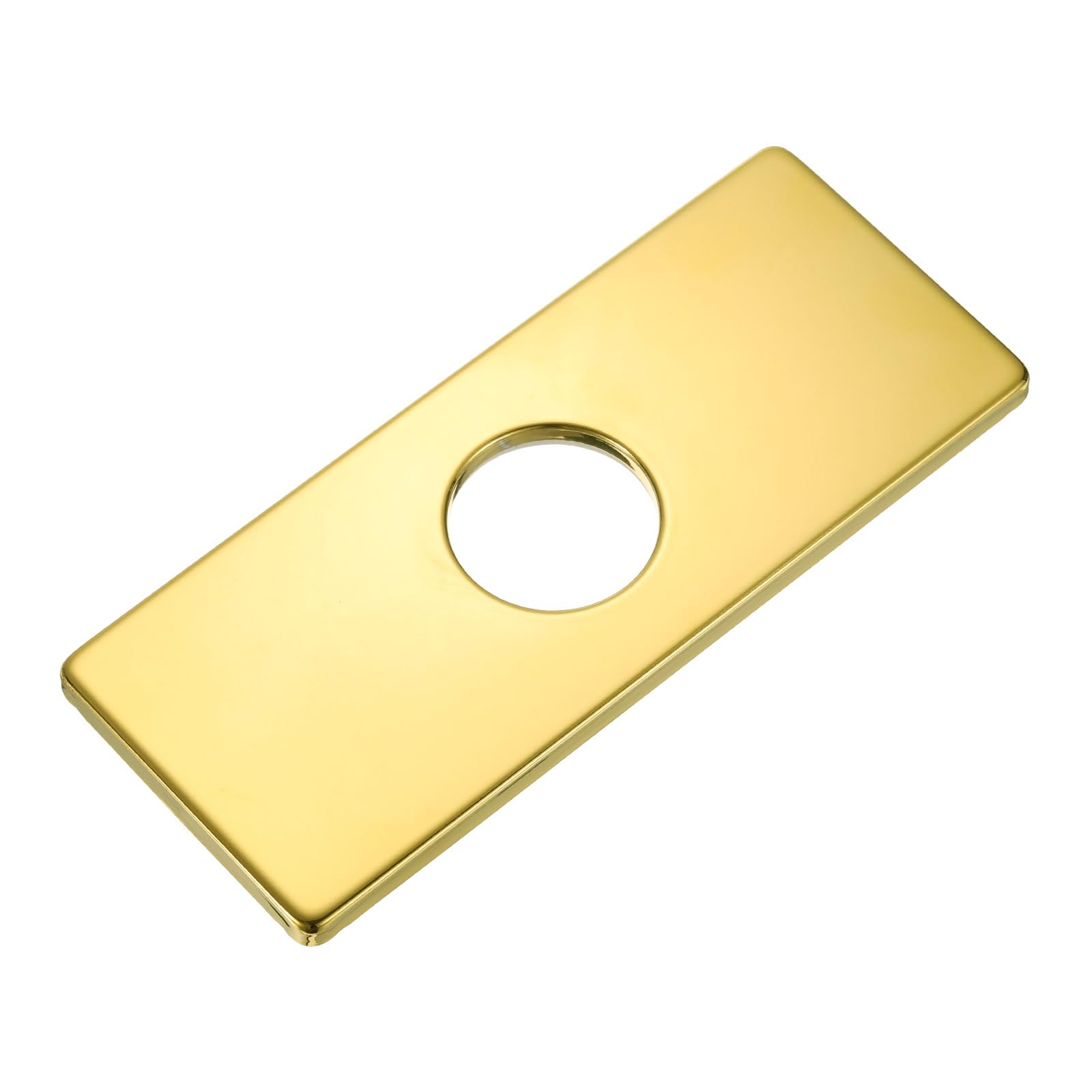 uxcell 6 Inch Hole Cover Deck Plate Escutcheon, Stainless Steel Sink Cover Plate for Bathroom or Kitchen Sink Faucet, Rectangle(Titanium Gold)
