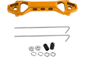 povtii Battery Hold Down Sets, Aluminum Alloy Car Battery Holder Kit with J Hook Nut Spacers, Automotive Battery Hold Down Bracket Lock Accessories Universal for Most Vehicles (Golden)