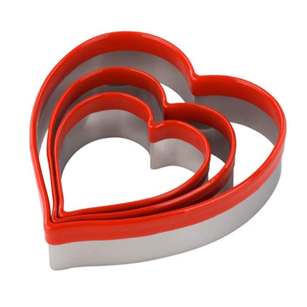 Tala 3 Heart Cutters, Stainless Steel Cutters with Soft Grip Edges, Ideal for use with Cookie and Biscuit Dough, Fondant Icing and Many Other Foods, Dishwasher Safe — image 1