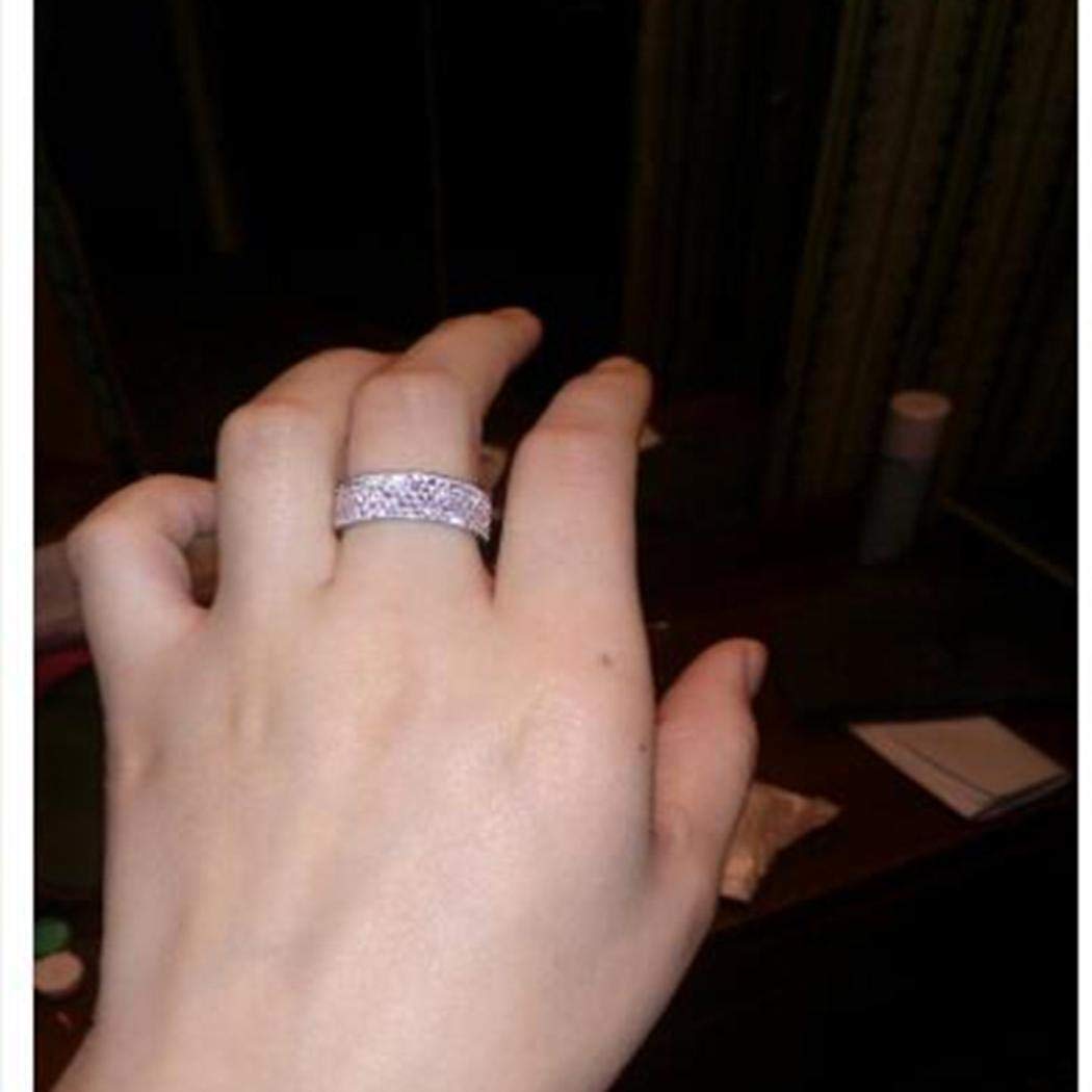 kirken Women Men Ring 5 Row Rhinestone Fashion Stainless Steel Engagement Wedding Rings Gift