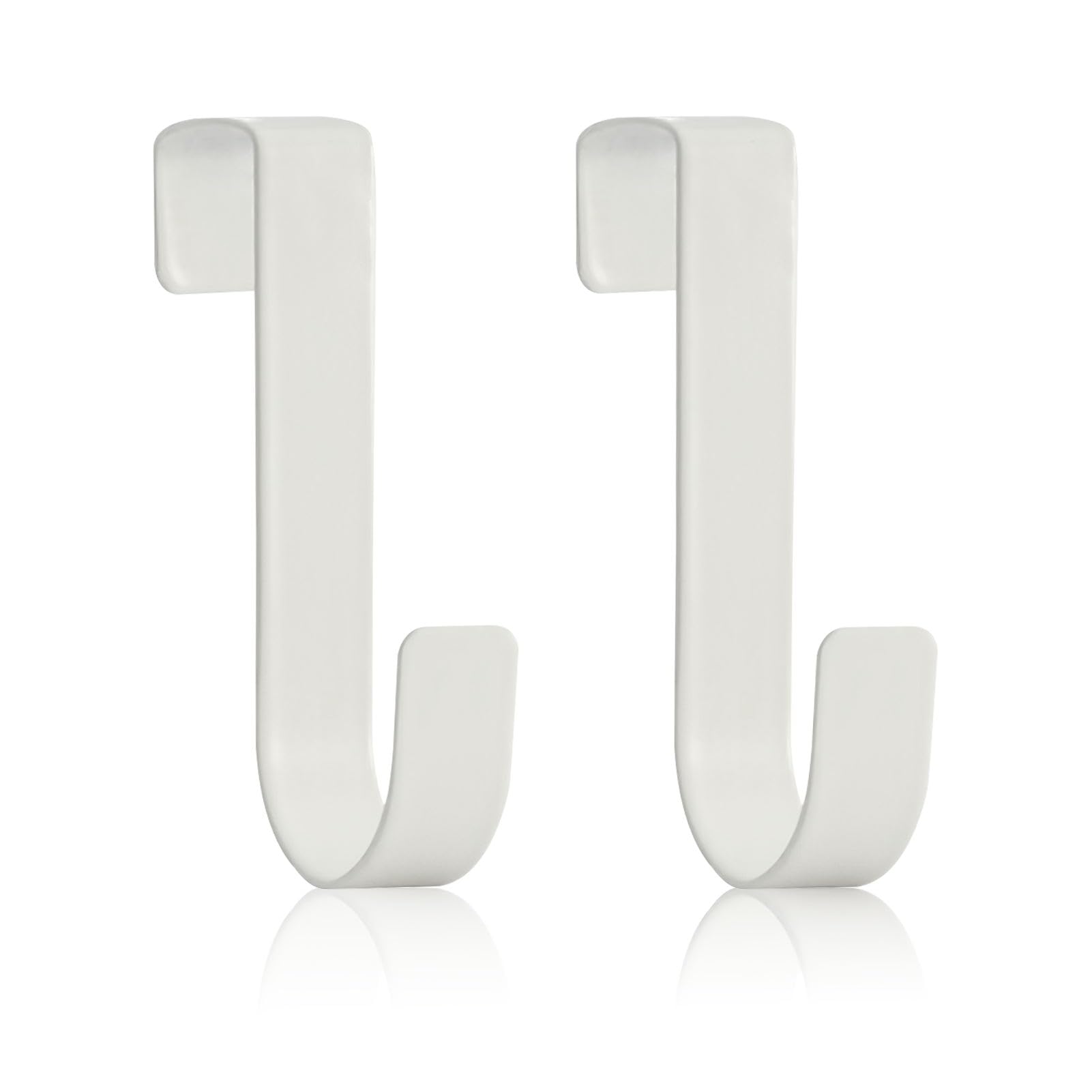 IBEIKE Over Door Hook Hanger, 2 Pcs White Stainless Steel Overdoor Hooks, Ideal for Bedrooms Bathroom Wardrobe, Holds Up to 5kg