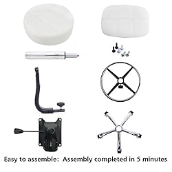 KKTONER Swivel Round Rolling Stool PU Leather with