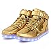 AnnabelZ LED Shoes High Top Men Women Light Up Shoes USB Charging Flashing Sneakers Gold Silver