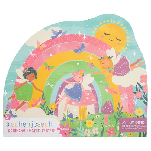 Stephen Joseph, Shaped Jigsaw Puzzle, 40 Pieces Preschool Toddler Puzzles, Rainbow