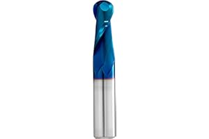 CNC Router bits Carbide Ball Nose End Mill with Nano Blue Coating 1/2" Shnak 3" OVL for Side Milling End Milling, Finish Mach