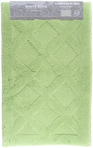 White Dove Premium Luxury Bathroom Rug Bath Mat, 100% Microfiber, Non-Slip Latex Backing - 20" x 32" - Extremely Soft - Trellis Pattern - by Unity (Green)