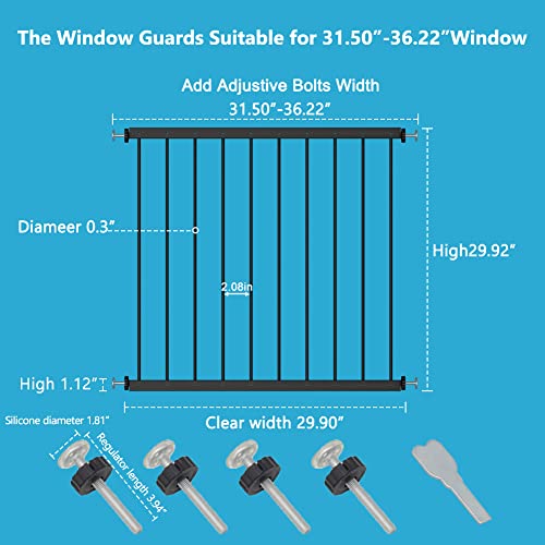 WAOWAO Black Window Safety Guards for Children Kids Child Toddler Pets
