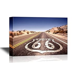 Canvas Wall Art - Route 66 - Gallery Wrap Modern Home Art | Ready to Hang - 12x18 inches
