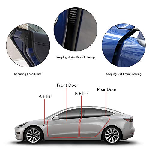 Basenor Tesla Model 3 Door Seal Kit Soundproof Rubber Weather Draft