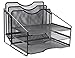 EasyPAG Mesh Desk File Organizer Sorter with 3 Horizontal and 2 Upright Black