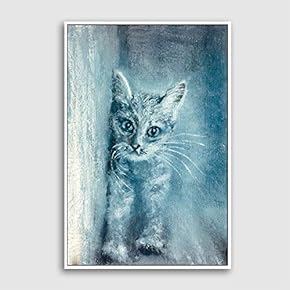 Framed Canvas Home Artwork Decoration Cute Cat Canvas Wall Art for Living Room, Bedroom - 16x24 inches