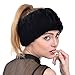 Rabbit Fur Headband - Winter Knit Neck Warmer Real Fur Headbands Women Scarf Muffler (Black),One Size