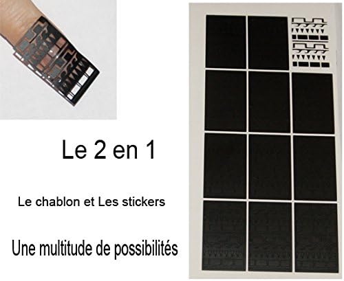 12 Stencils Vinyl Adhesive Chablon 240 Multi Black Nail Art Stickers Manicure, UV Resin Gel Nail Placement