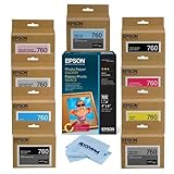 Epson T760 Ultrachrome HD Ink Cartridge Complete Set SureColor P600 Inkjet Printer, 25.9ml Capacity, INKS Consists of HD Photo Black, HD Cyan, HD Vivid Magenta, HD Yellow , HD Light Cyan, HD Vivid Light Magenta, HD Lighy Black, HD Matte Black, Light-Light Black, Epson Glossy Paper 4x6