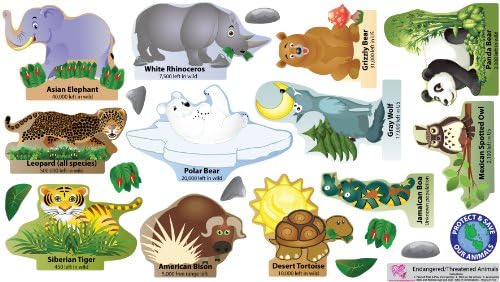 Mona Melisa Designs Peel, Play and Learn Wall Play Set, Endangered Species