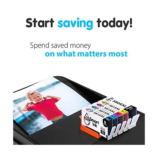 Smart Ink Kompatible Druckerpatronen als Ersatz für Canon 580 XXL 581 XXL PGI 580XXL CLI 581XXL (PGBK & BK/C/M/Y) Patronen Multipack für Pixma TS705 TS6151 TS6150 TR8550 TS6250 TR7550 TS6251 – Bild 4