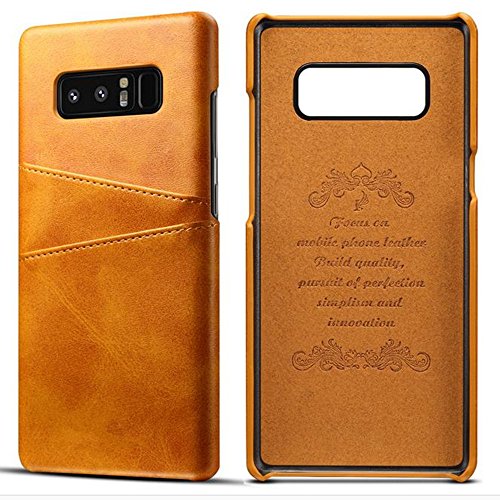 Galaxy Note 8 Cow Leather Case,Superstart Luxury Classical Soft Comfortable Slim Credit Card Slot Back Full Body Leather Wallet Case for Samsung Galaxy Note 8--Yellow