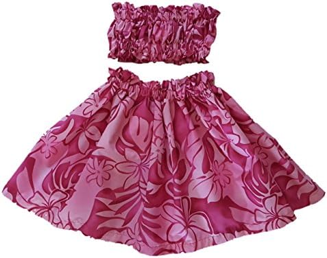 Hula Outfit Costume Moana Girl Skirt Top Pa'u Made on Maui (4t-5t, pink)