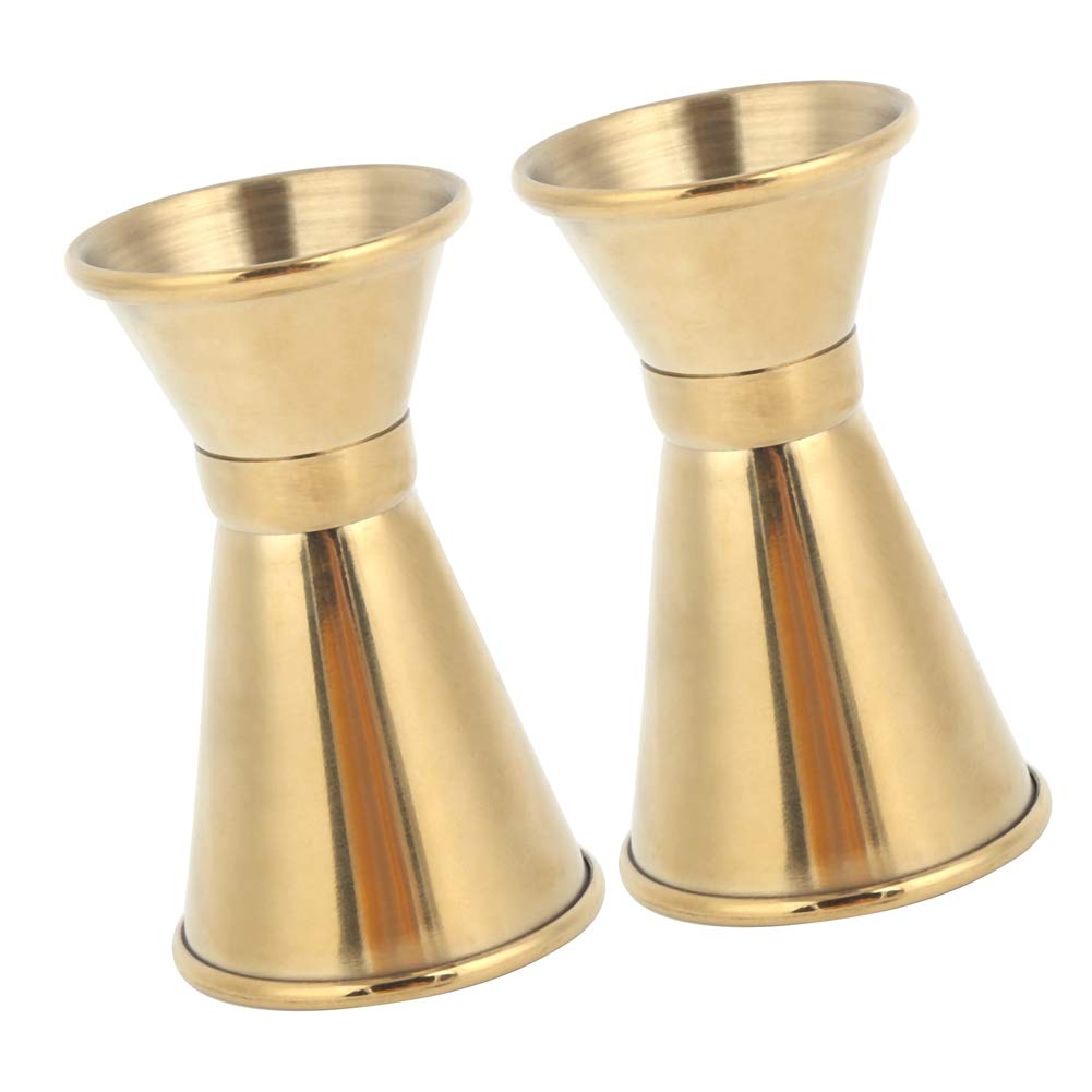 Bar Measuring Cup, Stainless Steel Versatile Measuring Cup Wine Glass Ounce Cup Cocktail Jigger Drink Liquid Measuring Tools Gold(S)