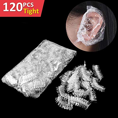 Disposable Clear Waterproof Ear Protector Covers for Shower Hair Dye -120 Pieces