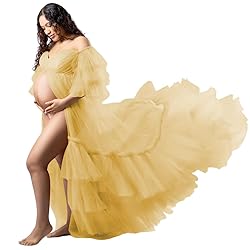 Tianzhihe Tulle Robe Maternity Dress Photoshoot