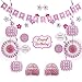 Pink Happy Birthday Party Decorations - Supplies Set for Girl & Kids - Adult Women - Includes Happy Birthday Banner with White Letters , Garlands , Paper Fans , Centerpieces , Wall Cutouts