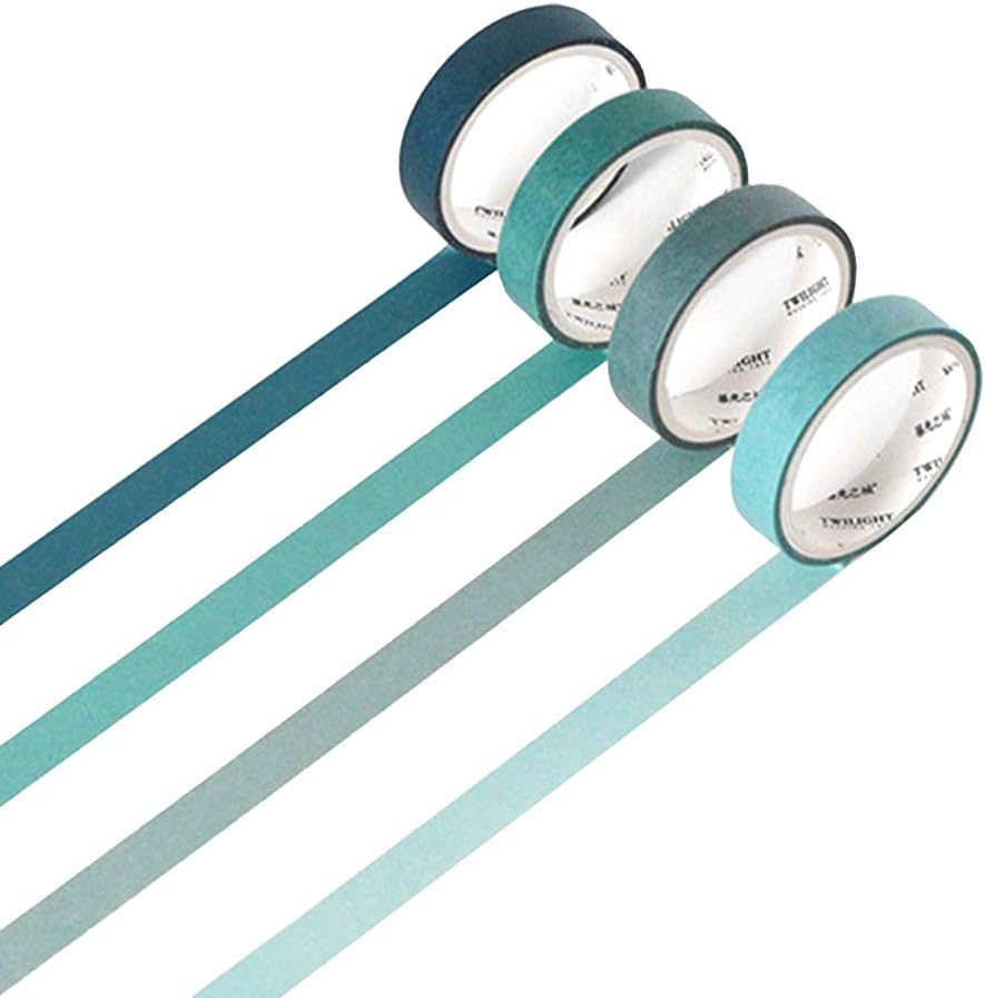 Set of 4 Natural Color Washi Tape Set Scrapbook Tape Sticky Paper Tape for DIY, Decorative Craft, Gift Wrapping, Scrapbooking (1-Green)