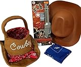 Wild West Ranger Dress-Up Costume Accessories - COWBOY and COWGIRL Styles (Butch Cassidy - COWBOY 5 Pcs)
