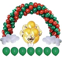 YAWOOYA 156Pcs Christmas Garland Kit Decoration Balloons Latex Dark Green Confetti Gold Xmas Red Balloon for Arch