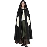 CR ROLECOS Cloak with Hood Women Long Hooded Cape Medieval Renaissance Cloak Halloween Costumes