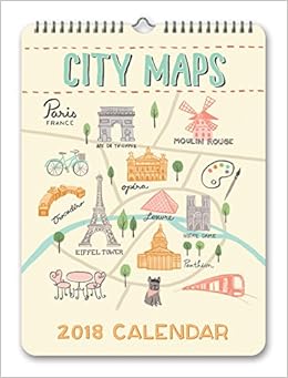 Orange Circle Studio 2018 Mini Poster Wall Calendar, City Maps