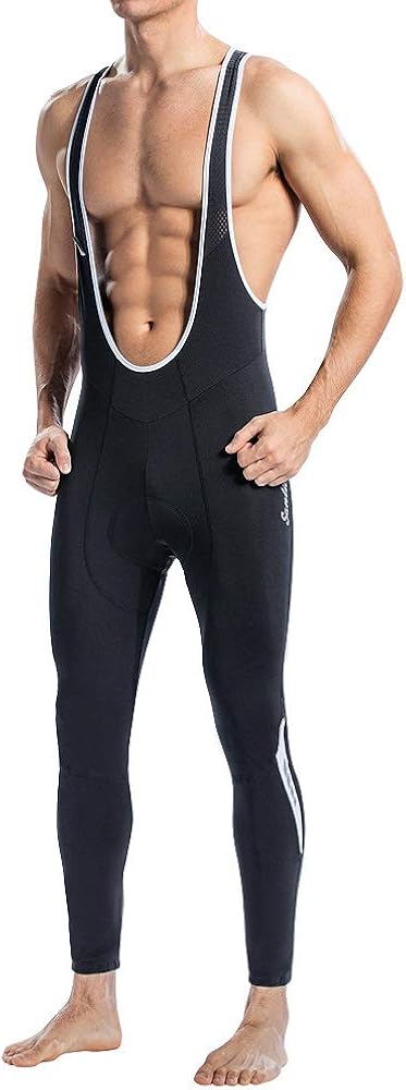 Santic Cycling Bib Tights Winter Padded Long Pants Compression Bib Pants : Clothing