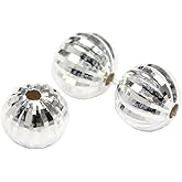 50pcs Adabele Authentic 925 Sterling Silver 4mm (0.16 inch) Small Sparkle Diamond Cut Corrugated Ball Round Loose Beads Spacer for DIY Craft Jewelry Making SS61-4