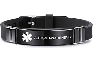 MOWOM Medical Bracelet Custom Engraved Silicone Adjustable Sport Name ID Identification Alert Medical Bracelet for Women Stai